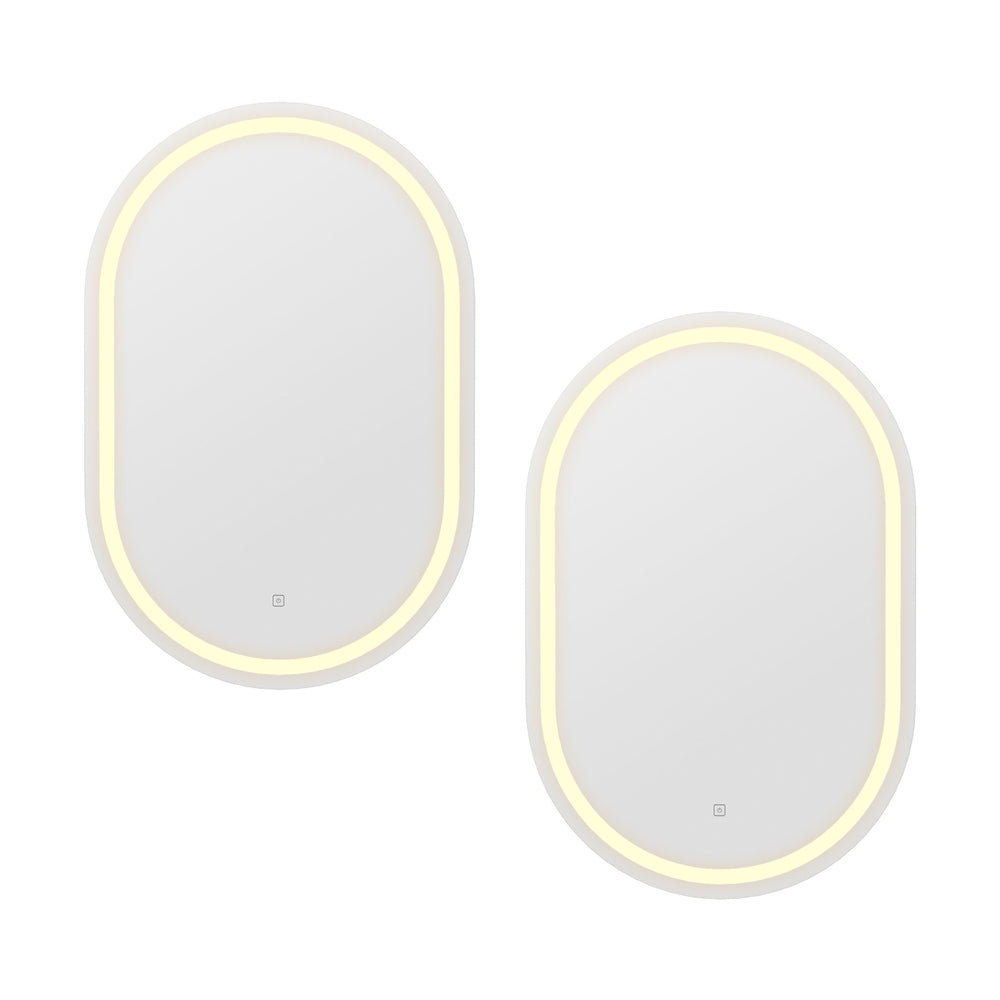 Embellir 2 LED Wall Mirror With Light 50X75CM Bathroom Decor Oval Mirrors Vanity-0