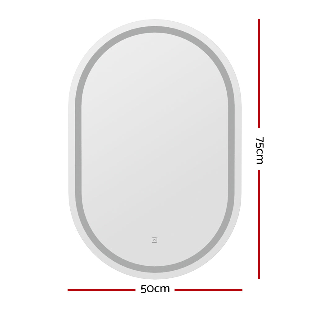 Embellir 2 LED Wall Mirror With Light 50X75CM Bathroom Decor Oval Mirrors Vanity-1