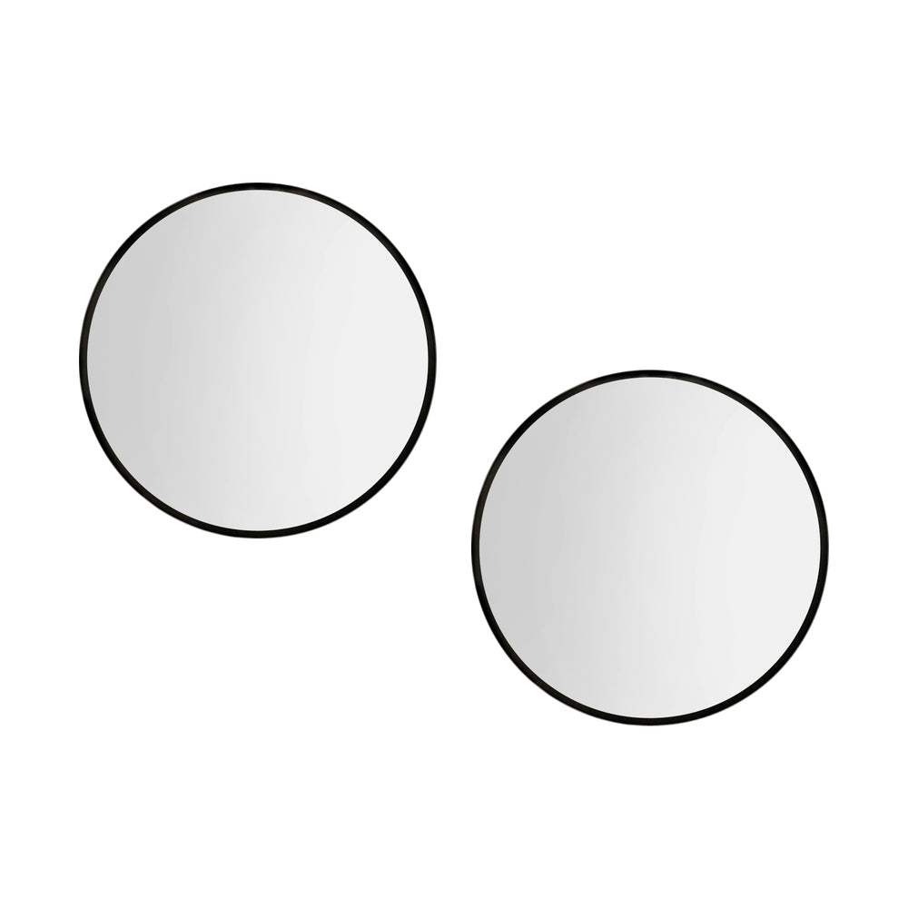 Embellir 2 Wall Mirror Makeup 50cm Home Decor Framed Mirrors Bathroom Round Black-0