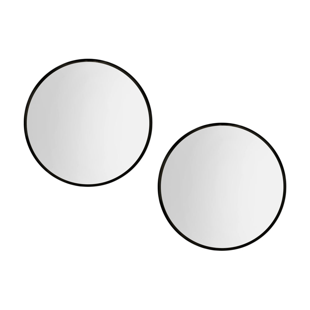 Embellir 2 Wall Mirror Makeup 60cm Home Decor Framed Mirrors Bathroom Round Black-0