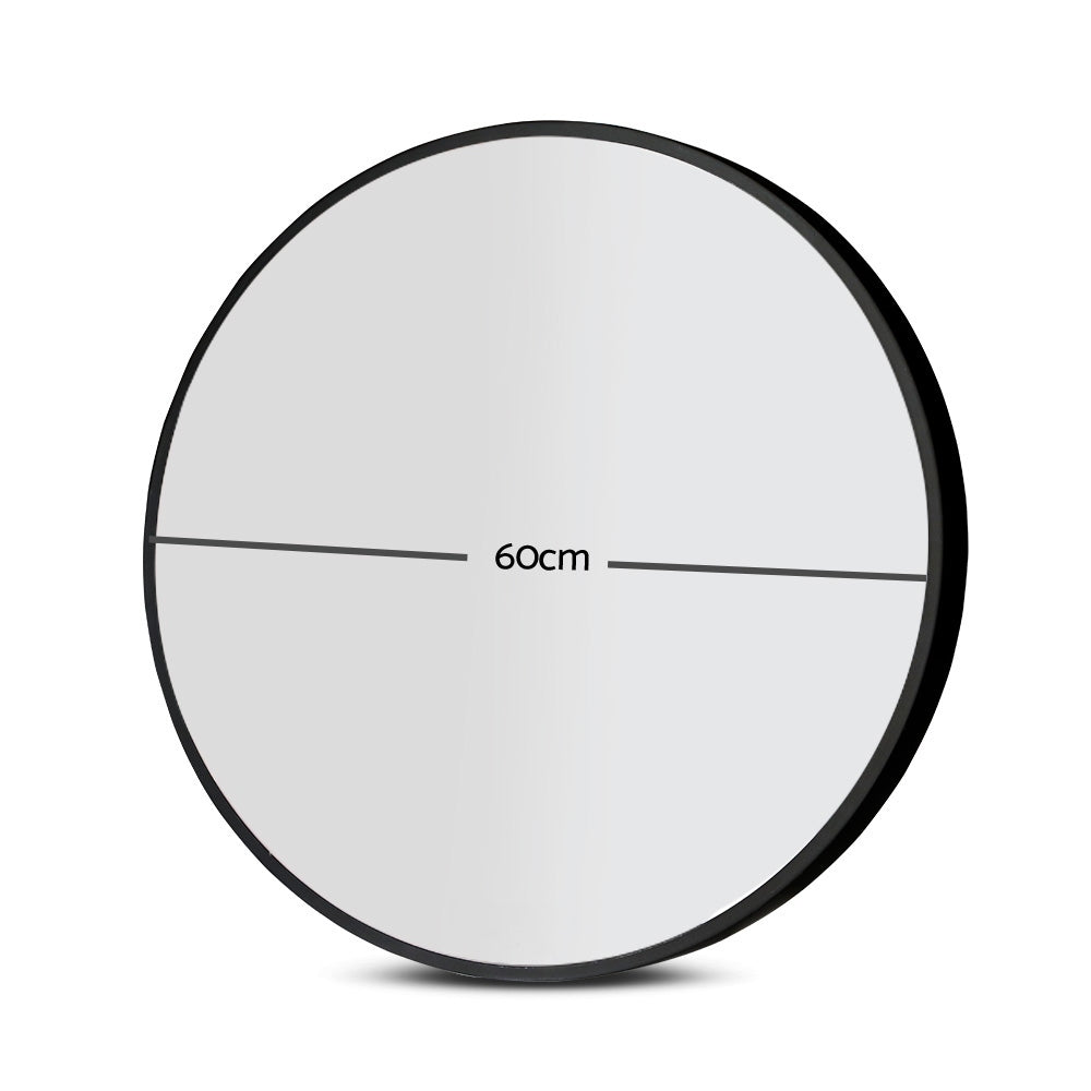 Embellir 2 Wall Mirror Makeup 60cm Home Decor Framed Mirrors Bathroom Round Black-1