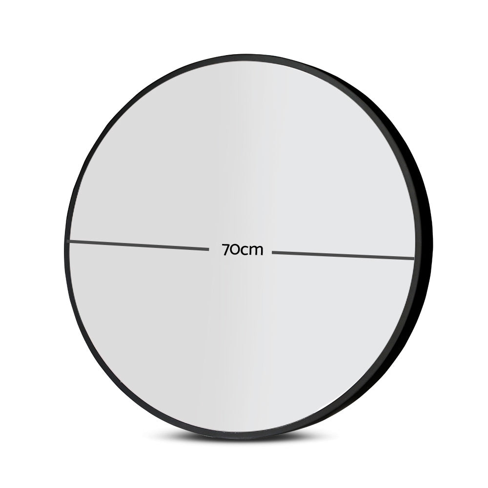 Embellir 2 Wall Mirror Makeup 70cm Home Decor Framed Mirrors Bathroom Round Black-1