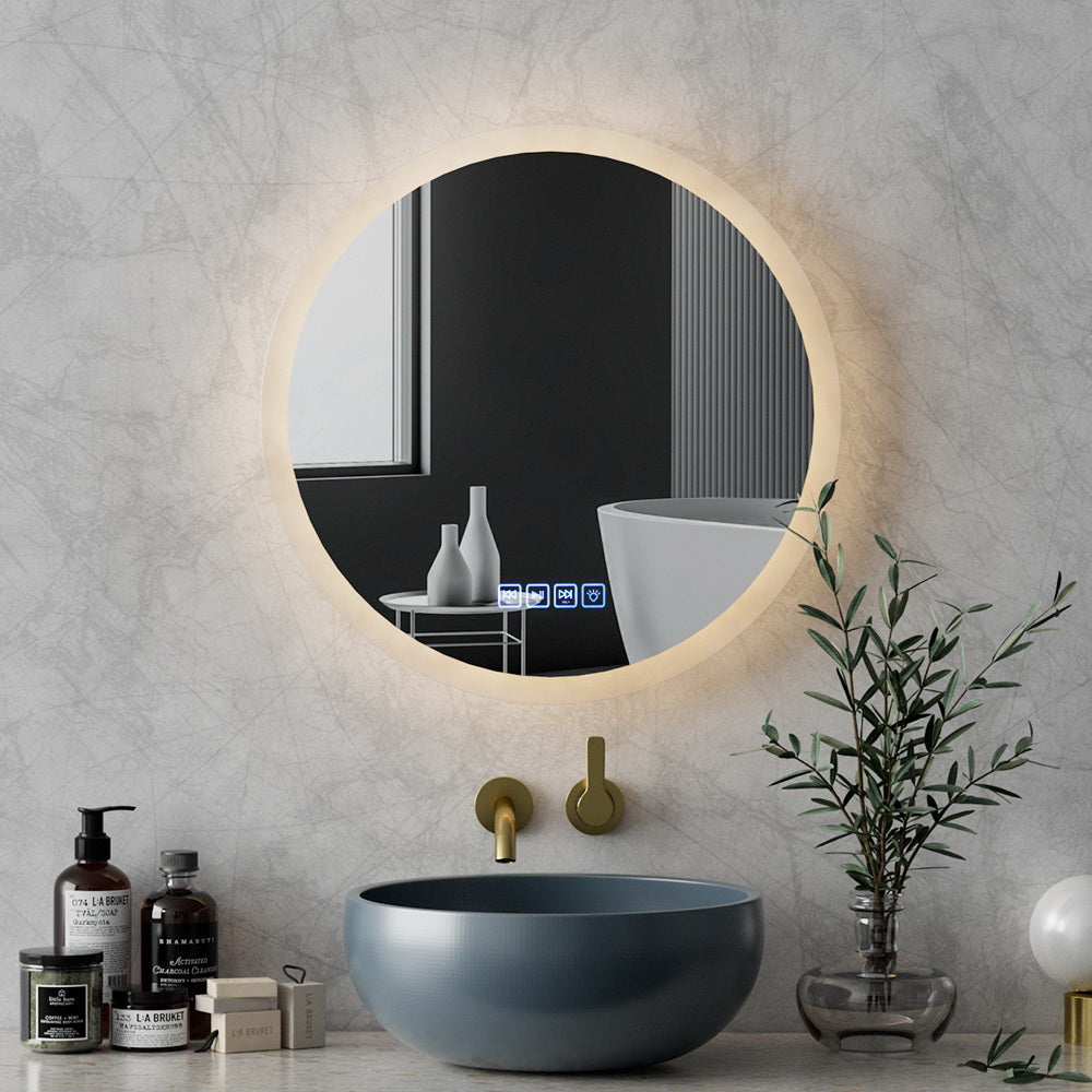 Embellir Bluetooth LED Wall Mirror With Light 50CM Bathroom Decor Round Mirrors-3