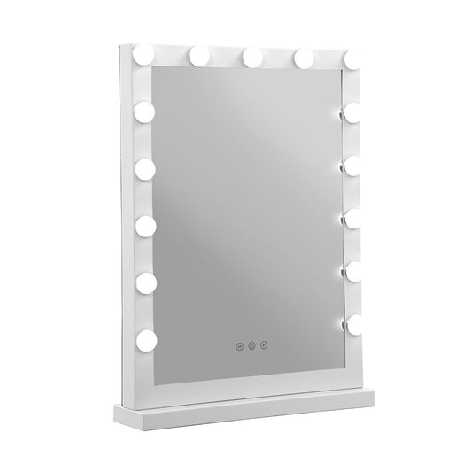 Embellir Makeup Mirror 43x61cm Hollywood Vanity with LED Light Tabletop White-0