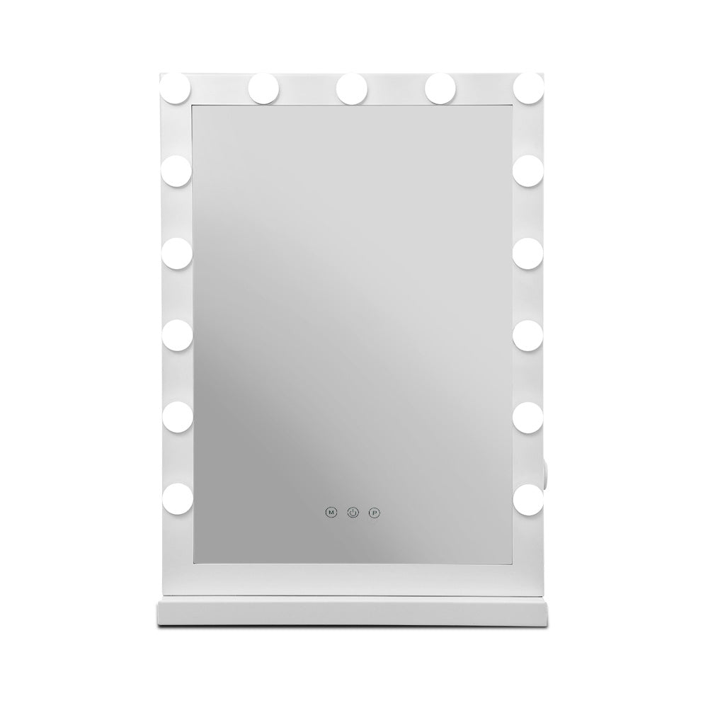 Embellir Makeup Mirror 43x61cm Hollywood Vanity with LED Light Tabletop White-2