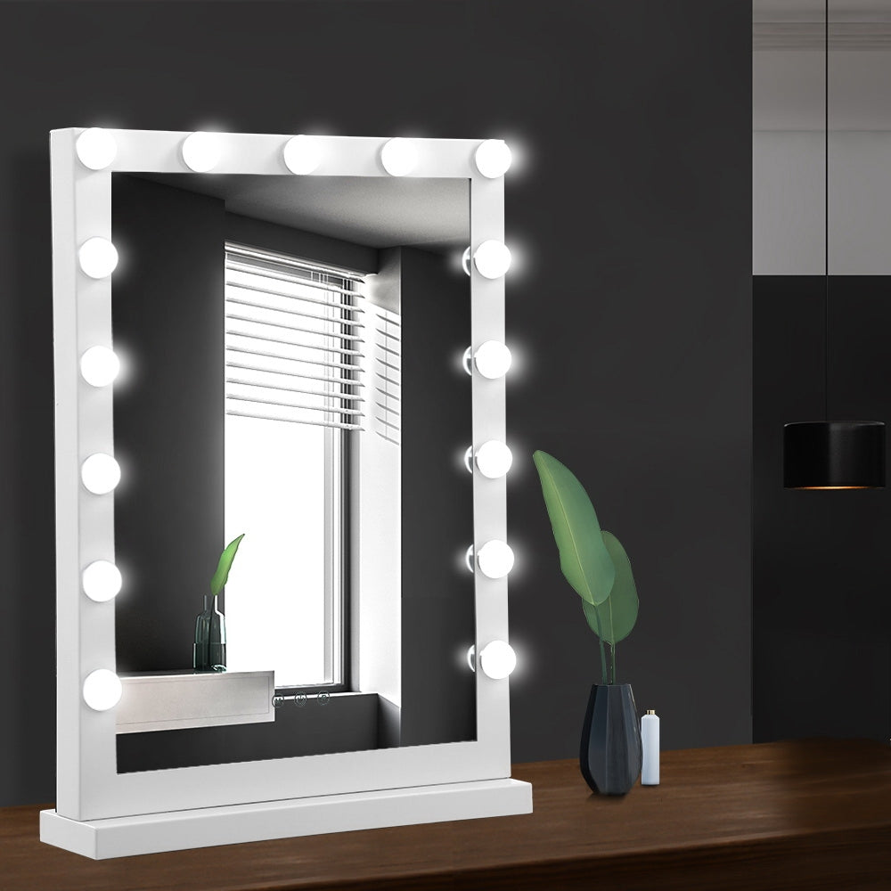 Embellir Makeup Mirror 43x61cm Hollywood Vanity with LED Light Tabletop White-6