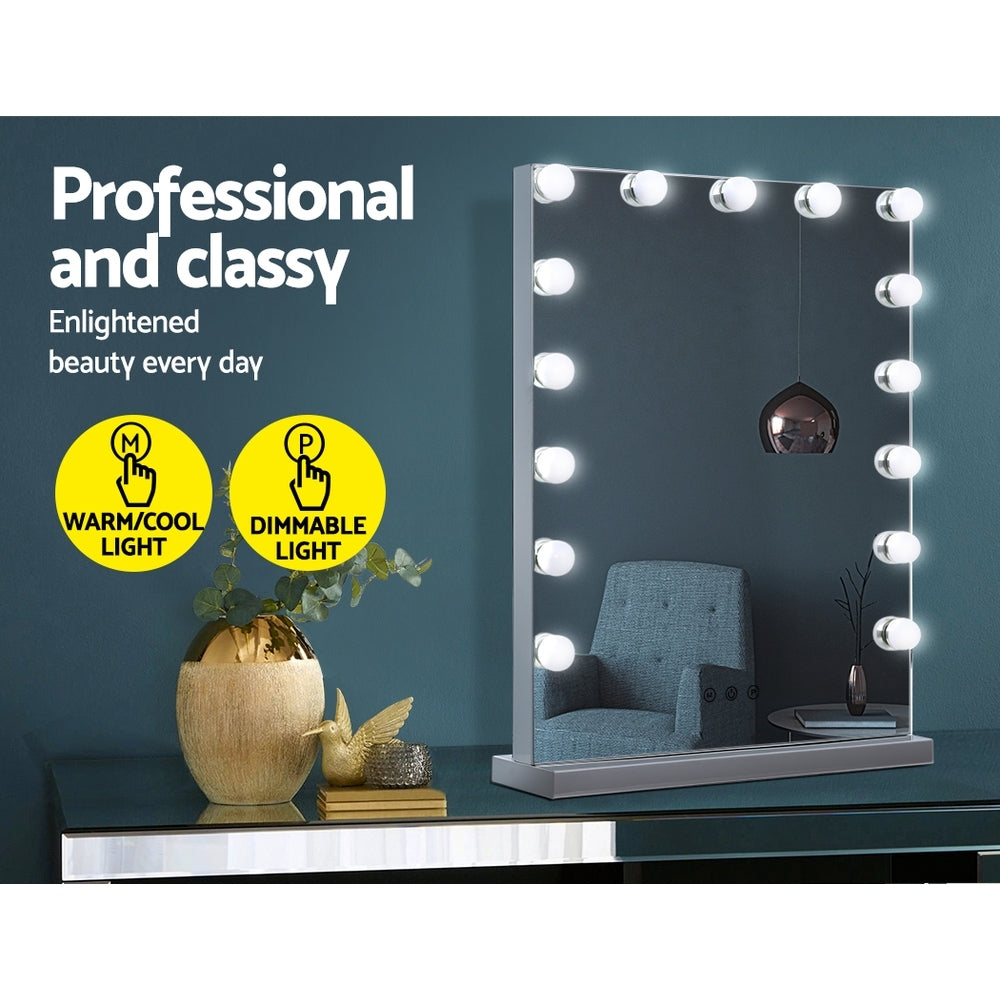 Embellir Makeup Mirror 43x61cm Hollywood Vanity with LED Light Tabletop Wall-3