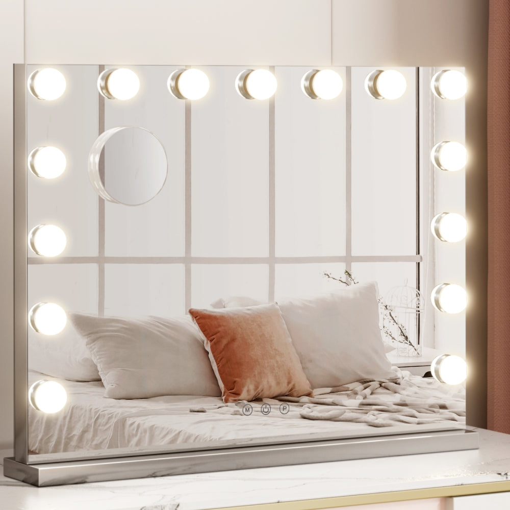 Embellir Makeup Mirror 58x46cm Hollywood Vanity with LED Light Tabletop Wall-7