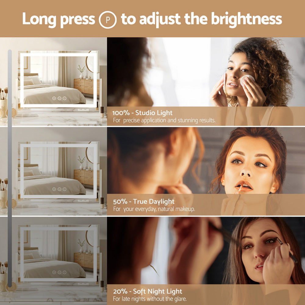 Embellir Makeup Mirror 58x46cm 360～ Rotatable Vanity Mirror with Lights Bright Light Strip Adjustable-4