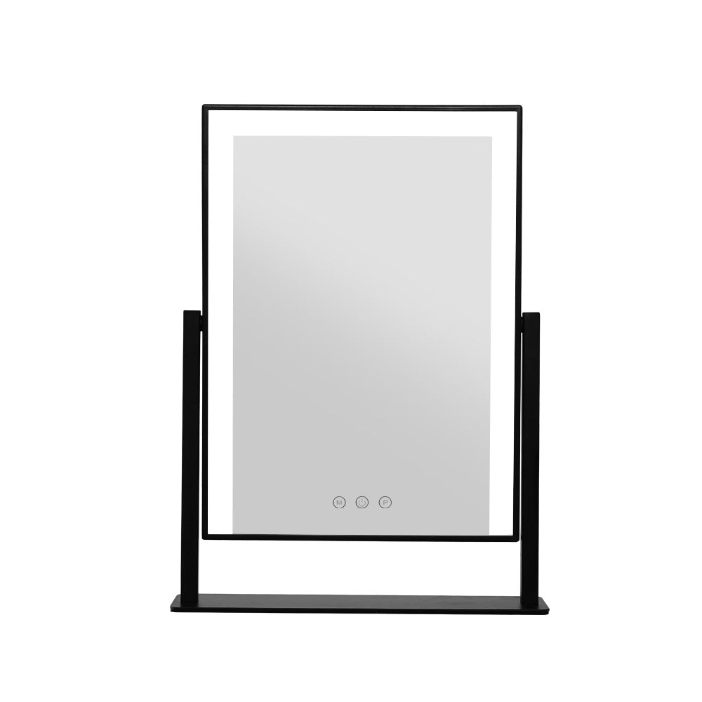 Embellir Makeup Mirror 25x30cm Hollywood Vanity with LED Light Rotation Black-2