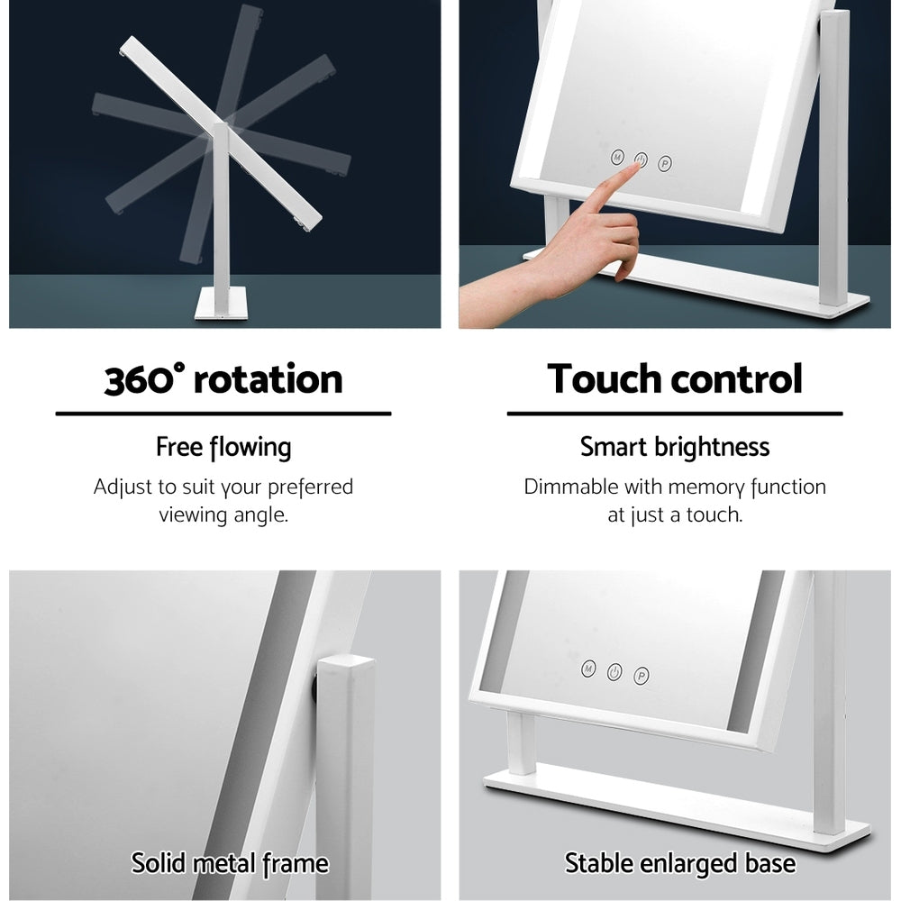 Embellir Makeup Mirror 25x30cm Hollywood Vanity with LED Light Rotation White-5