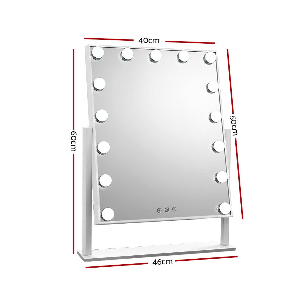 Embellir Makeup Mirror 40x50cm Hollywood Vanity with LED Light Rotation Tabletop-1