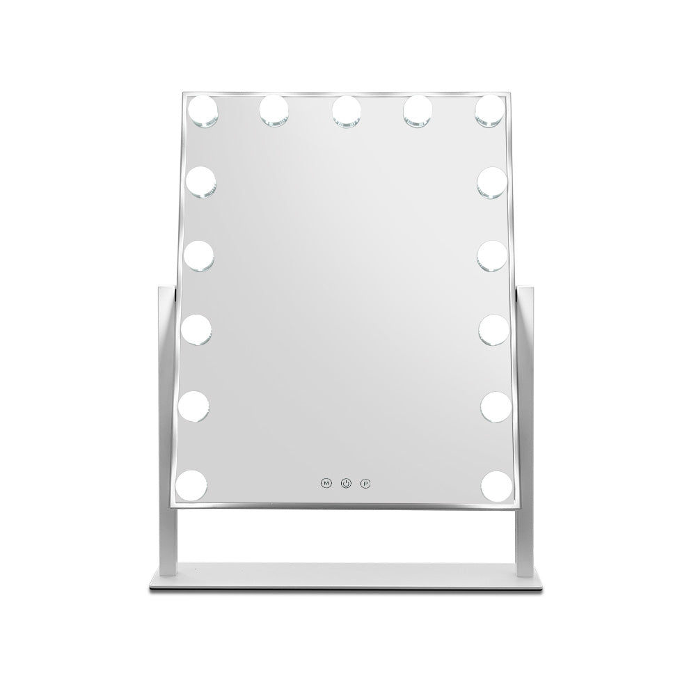 Embellir Makeup Mirror 40x50cm Hollywood Vanity with LED Light Rotation Tabletop-2