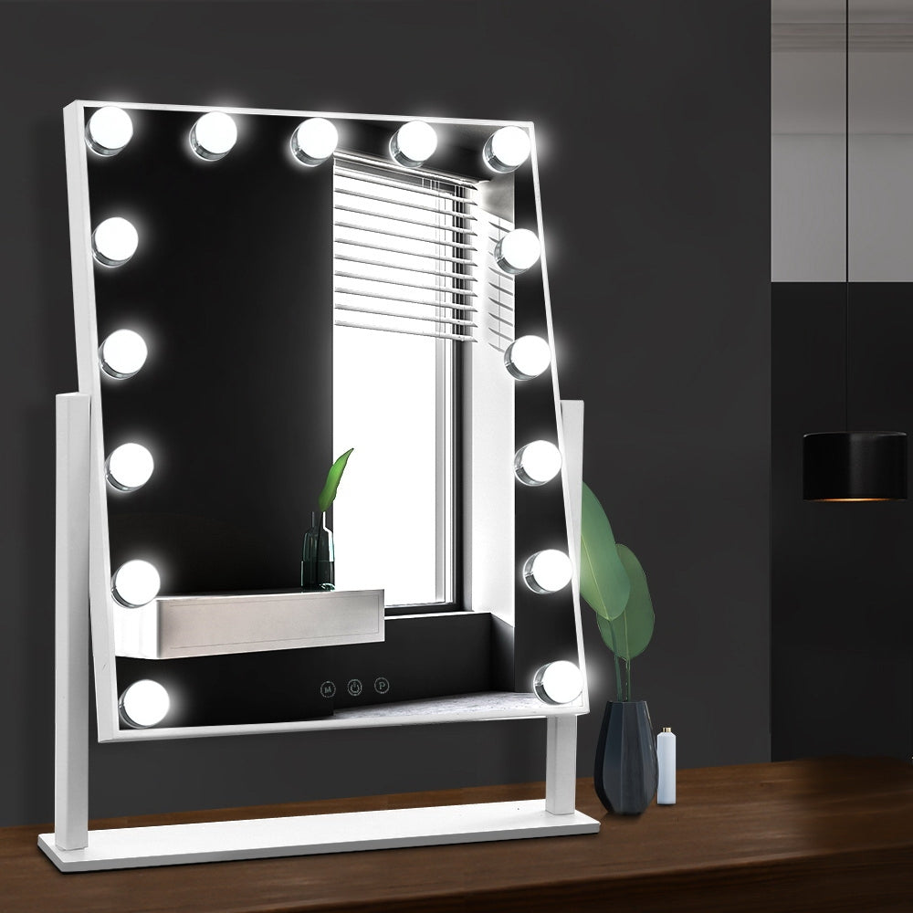 Embellir Makeup Mirror 40x50cm Hollywood Vanity with LED Light Rotation Tabletop-6