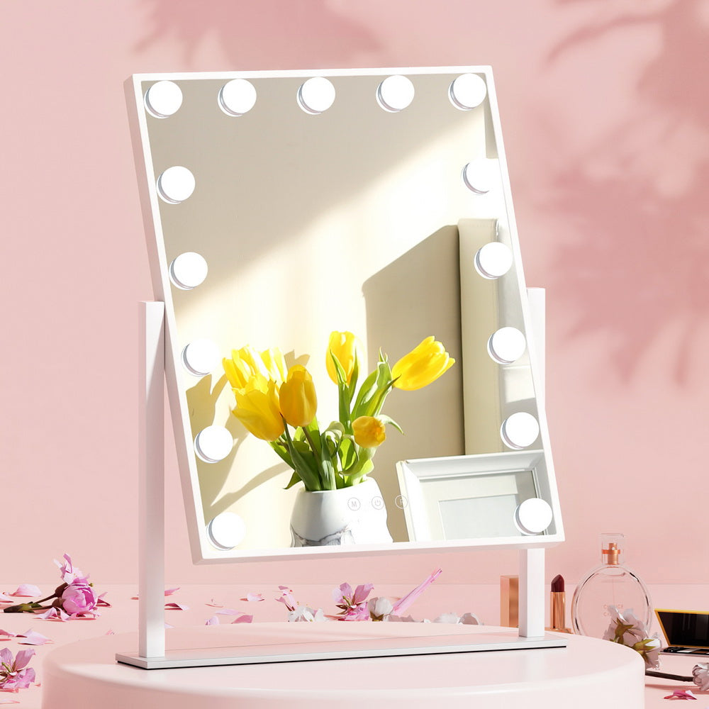 Embellir Makeup Mirror 40x50cm Hollywood Vanity with LED Light Rotation Tabletop-7