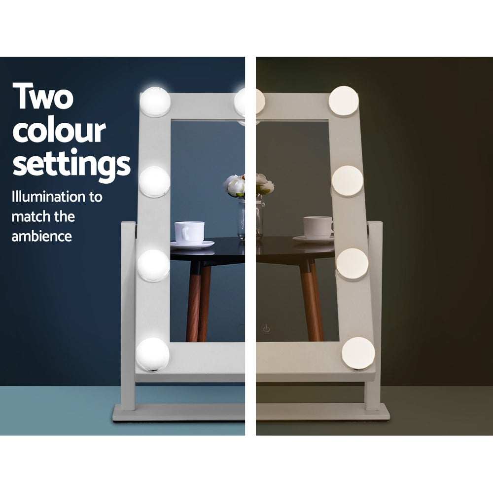 Embellir Makeup Mirror 30x38cm Hollywood Vanity with LED Light Rotation Tabletop-4