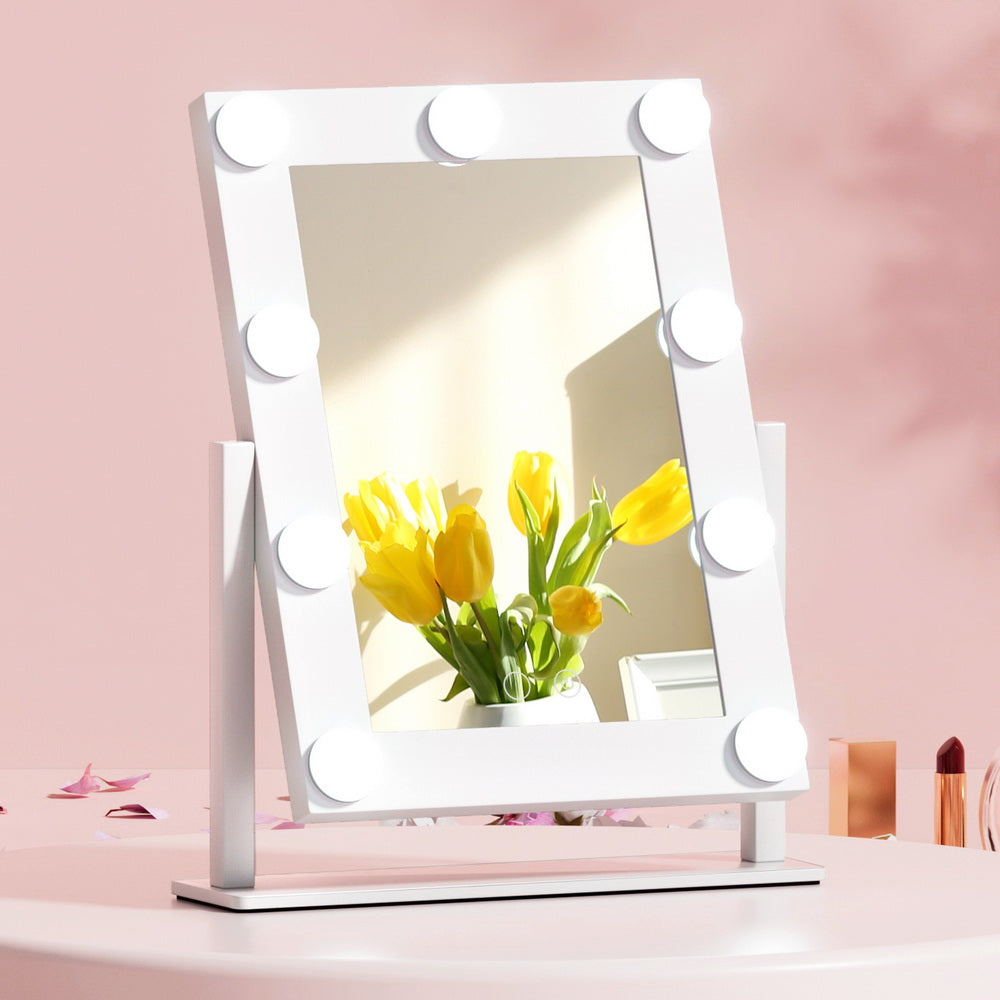 Embellir Makeup Mirror 30x38cm Hollywood Vanity with LED Light Rotation Tabletop-0