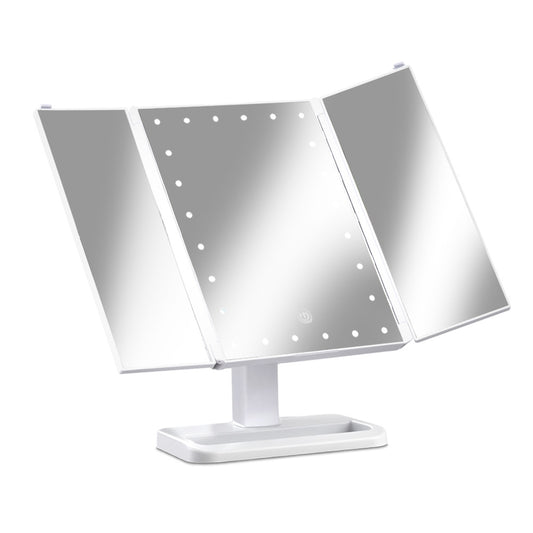 Embellir Makeup Mirror with 24 LED light Tri-fold Dimmable Tabletop Storage-0
