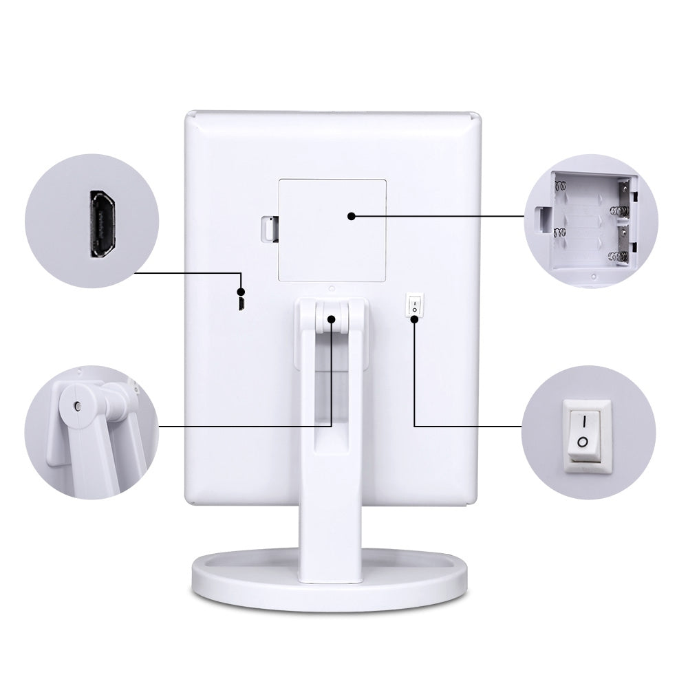 Embellir Tri-fold Makeup Mirror 1X2X3X Magnifying with LED Light Travel Portable-4