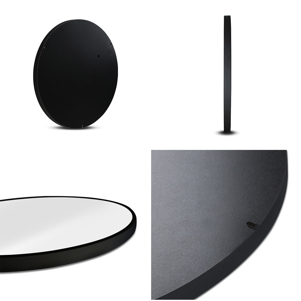 Embellir Wall Mirror Makeup 50cm Home Decor Framed Mirrors Bathroom Round Black-2