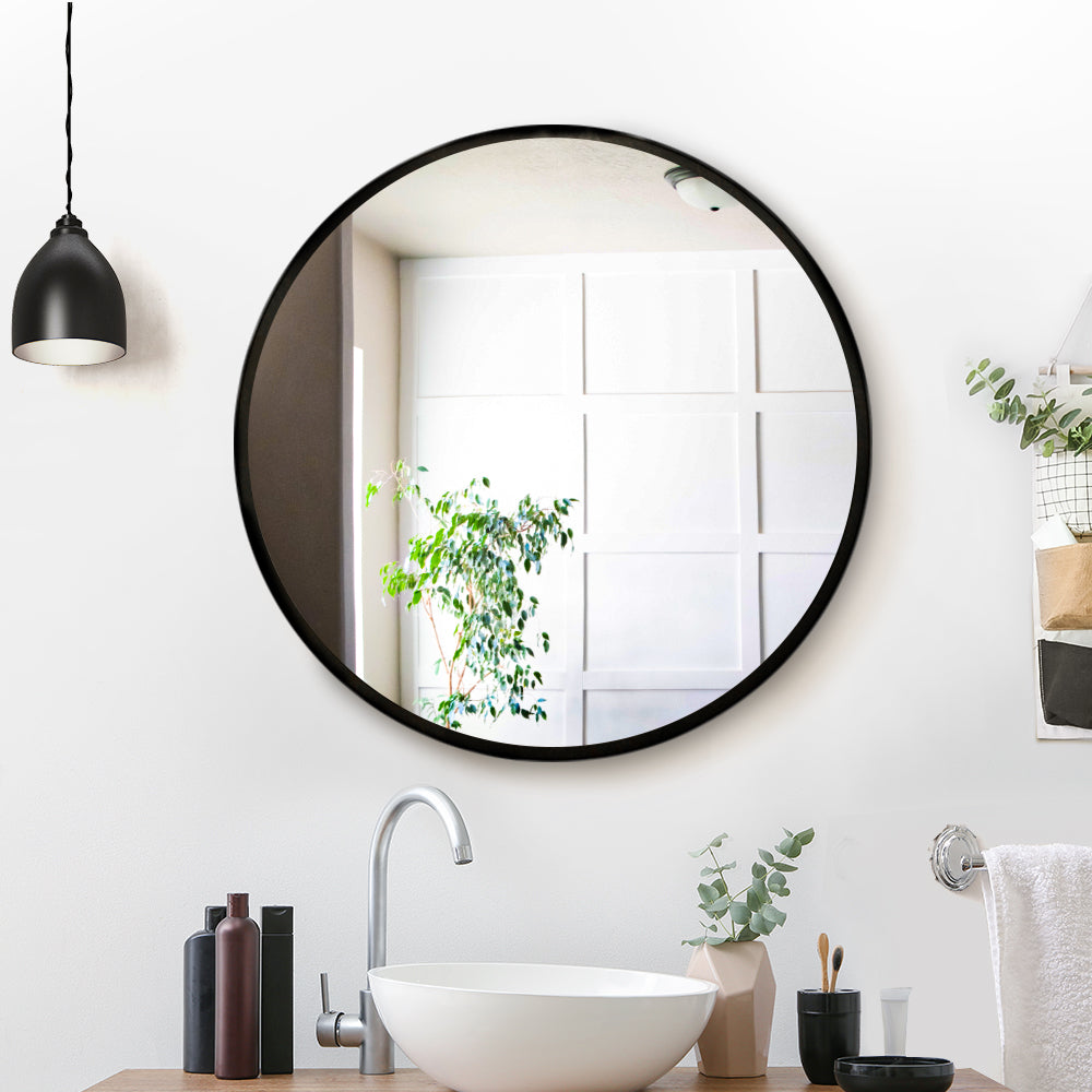 Embellir Wall Mirror Makeup 60cm Home Decor Framed Mirrors Bathroom Round Black-6