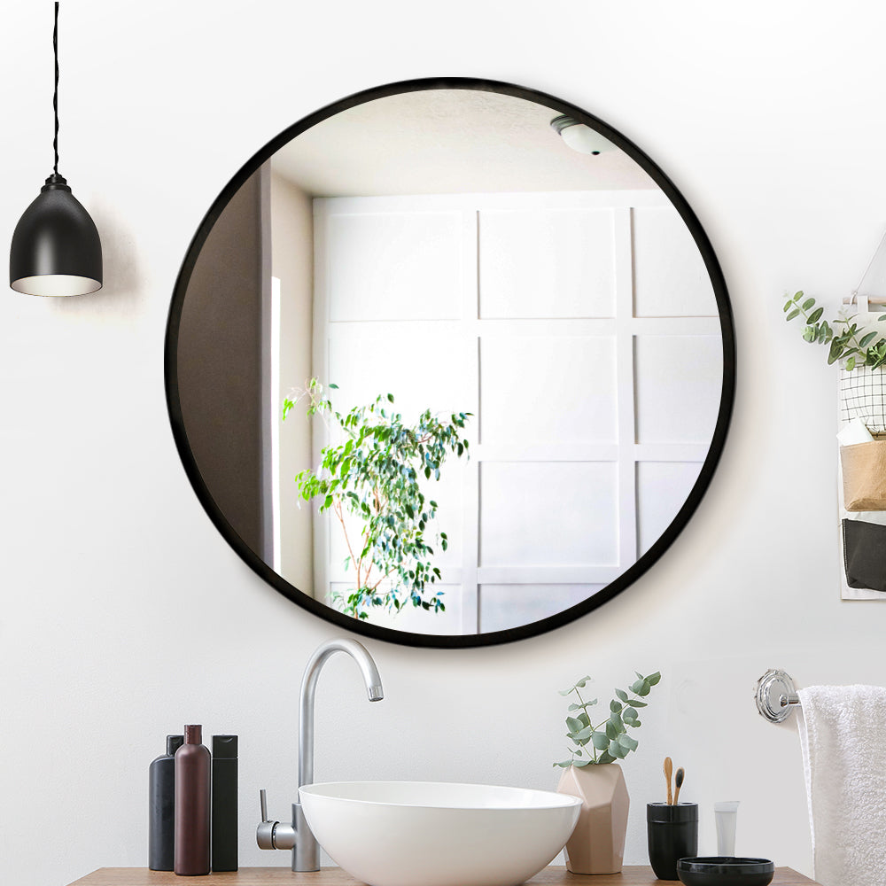 Embellir Wall Mirror Makeup 80cm Home Decor Framed Mirrors Bathroom Round Black-6