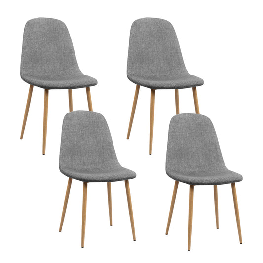 Artiss Dining Chairs Set of 4 Linen Curved Slope Grey-0