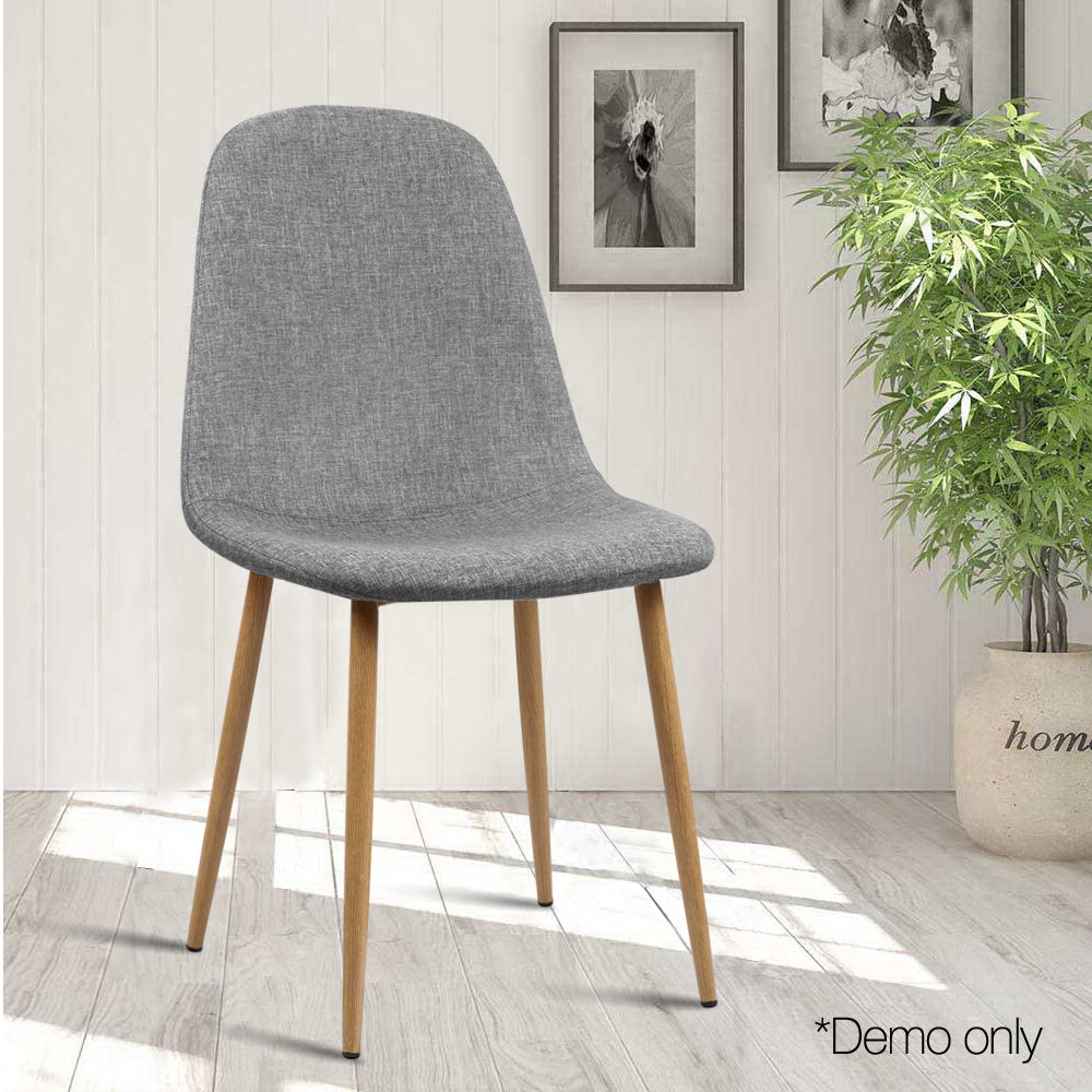 Artiss Dining Chairs Set of 4 Linen Curved Slope Grey-5