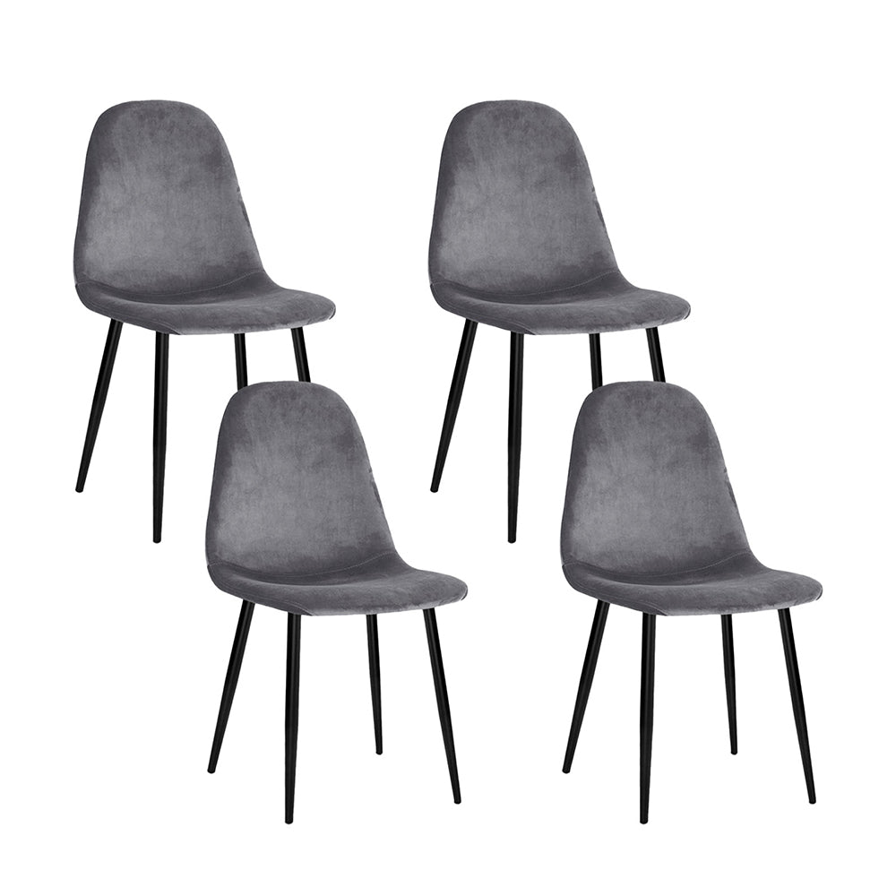 Artiss Dining Chairs Set of 4 Velvet Curved Slope Grey-0