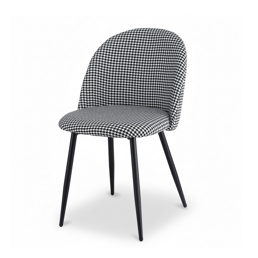 Artiss Dining Chairs Set of 2 Linen Solid Curved Houndstooth-0