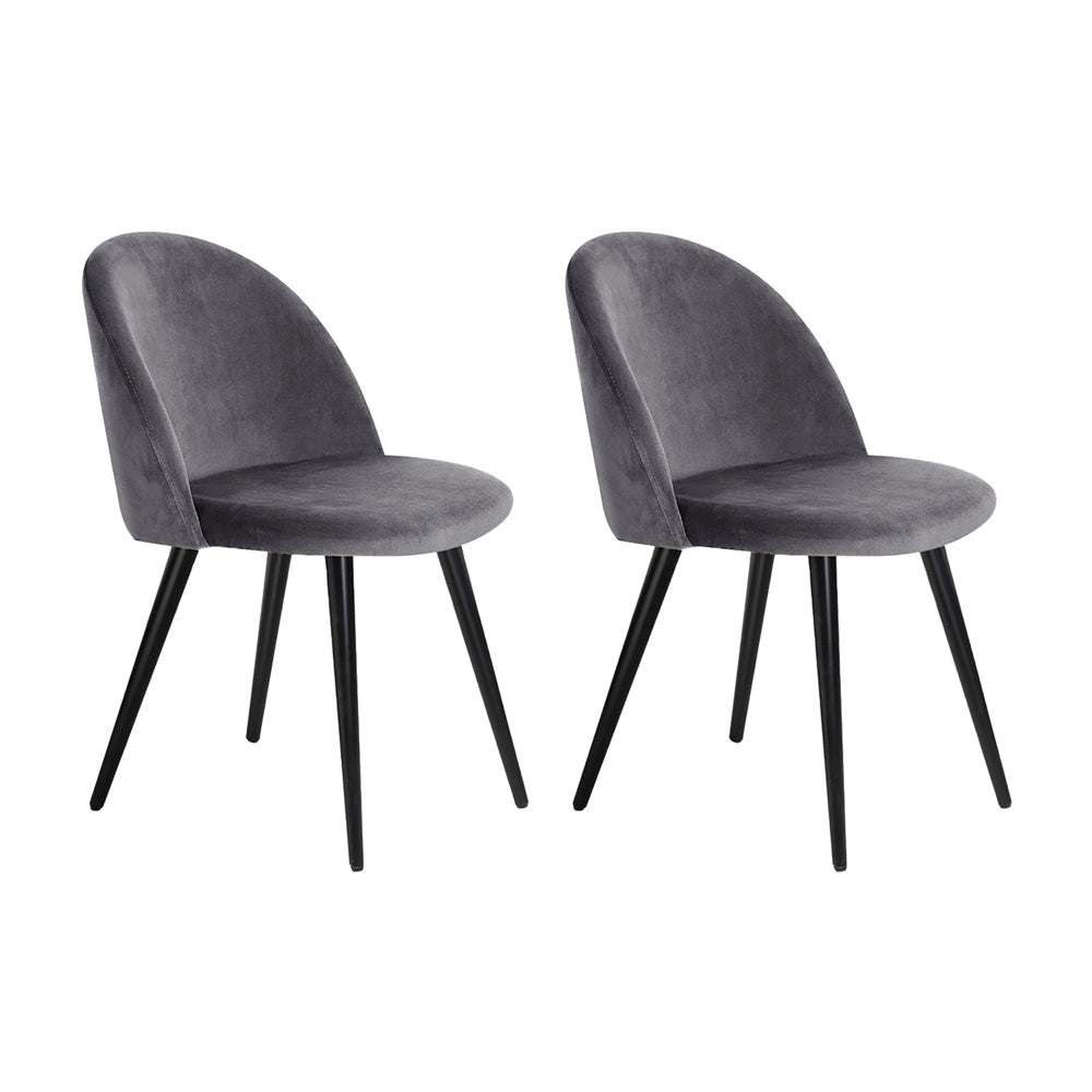 Artiss Dining Chairs Set of 2 Velvet Solid Curved Dark Grey-0