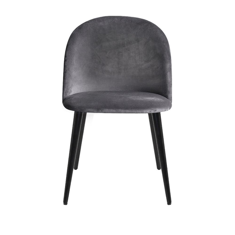 Artiss Dining Chairs Set of 2 Velvet Solid Curved Dark Grey-2