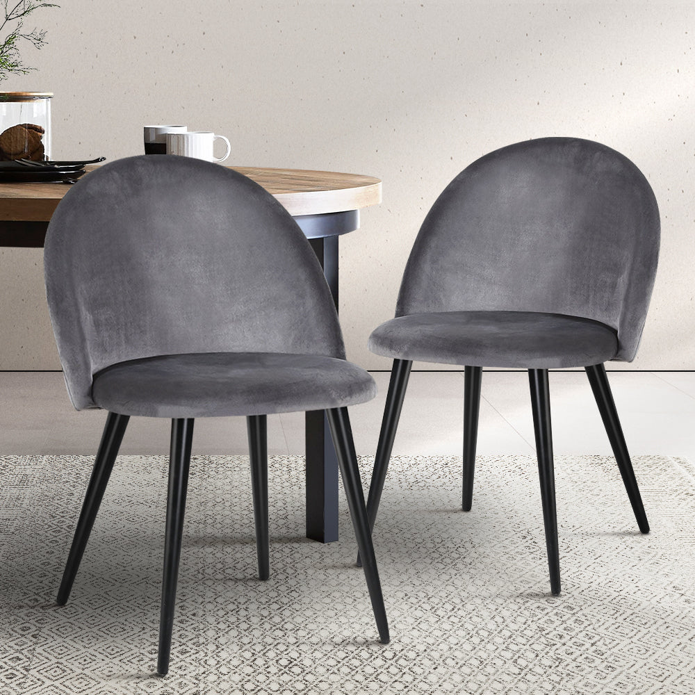 Artiss Dining Chairs Set of 2 Velvet Solid Curved Dark Grey-7