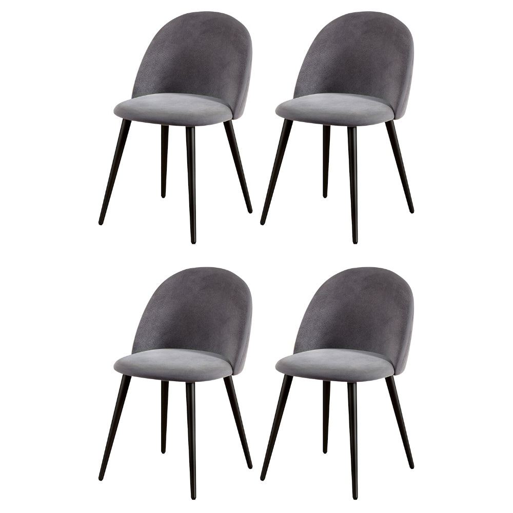 Artiss Dining Chairs Set of 4 Velvet Solid Curved Dark Grey-0