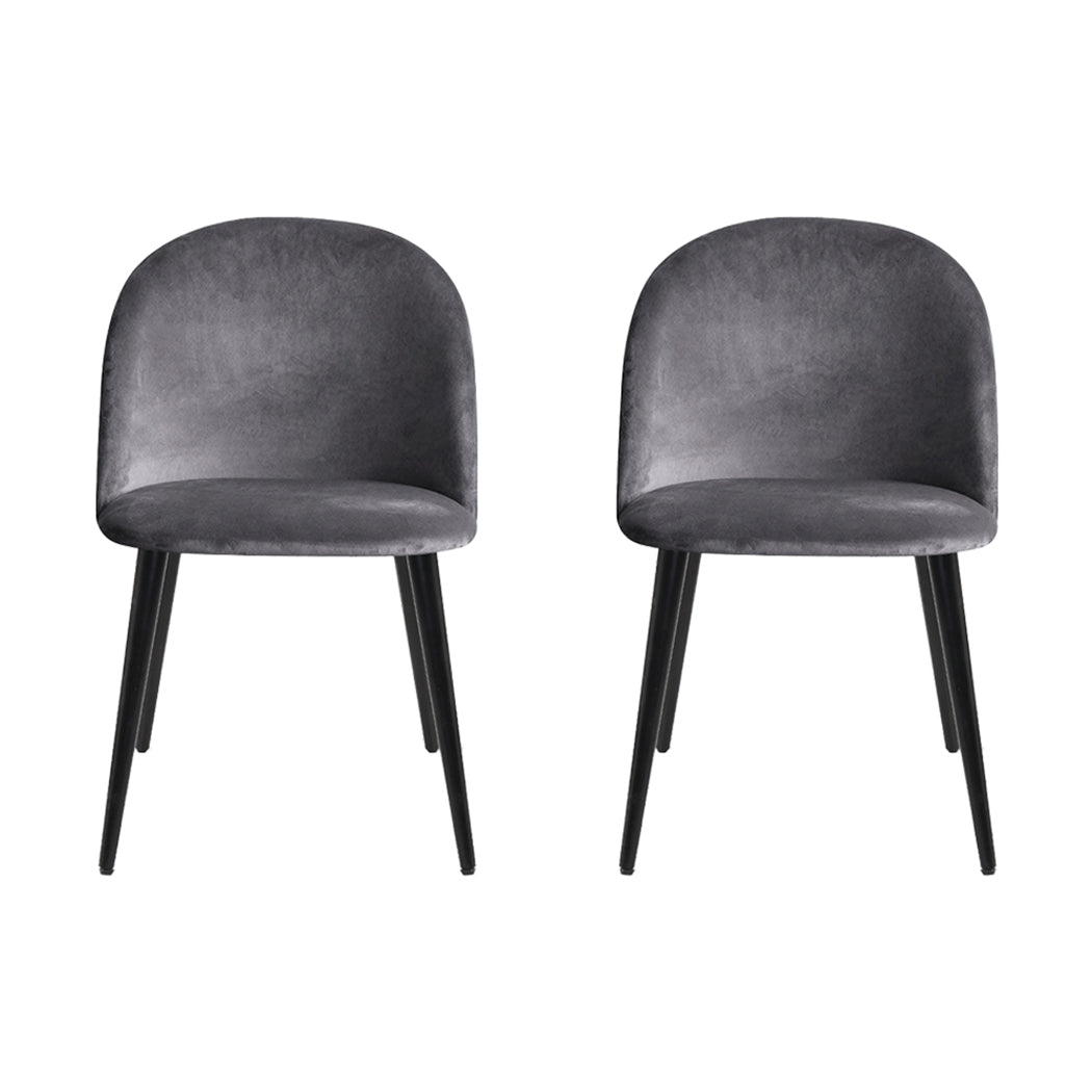 Artiss Dining Chairs Set of 4 Velvet Solid Curved Dark Grey-2