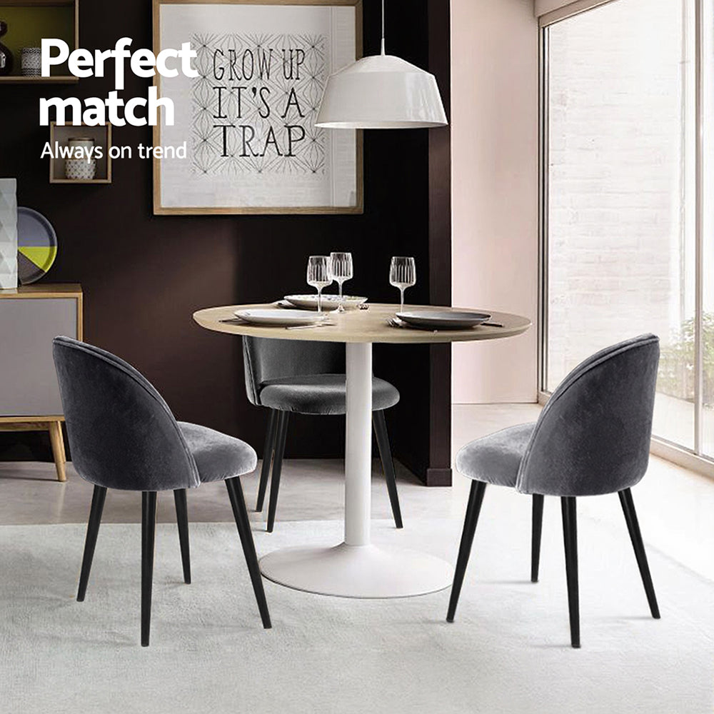 Artiss Dining Chairs Set of 4 Velvet Solid Curved Dark Grey-5