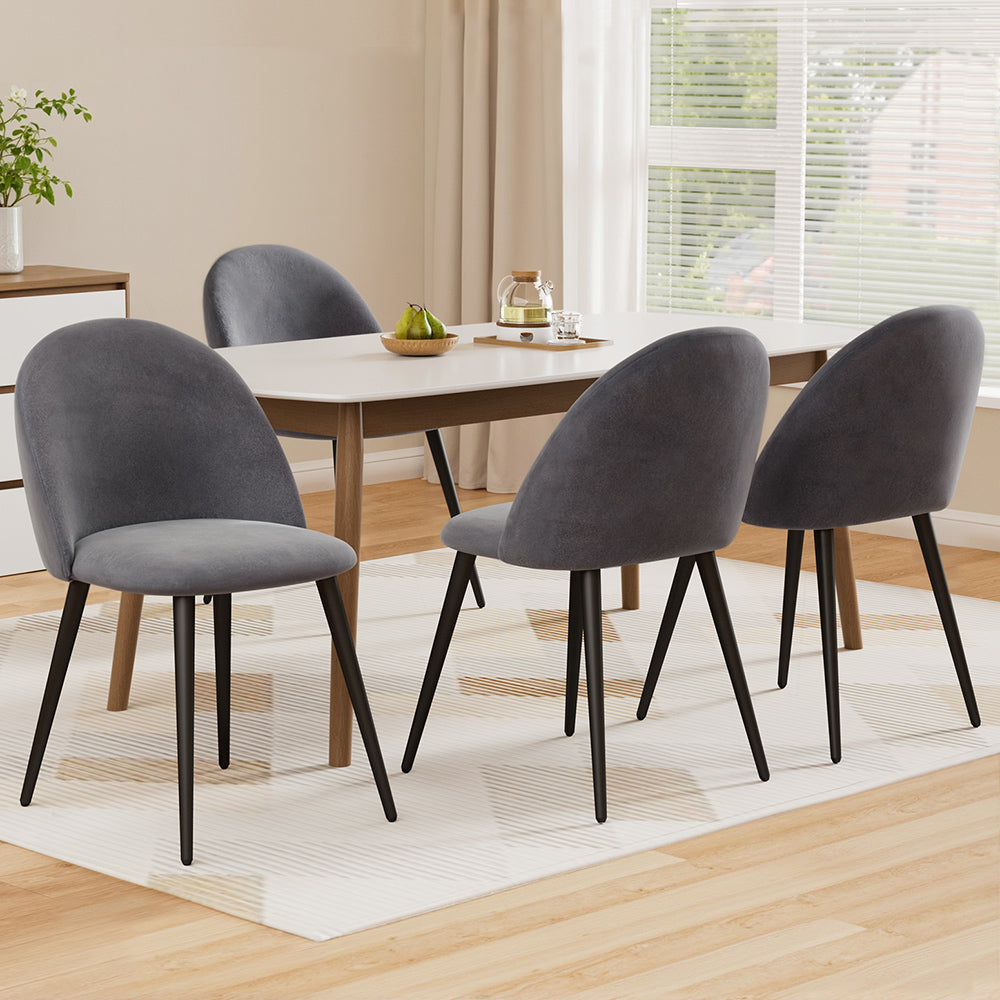 Artiss Dining Chairs Set of 4 Velvet Solid Curved Dark Grey-6