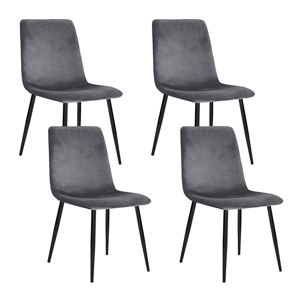 Artiss Dining Chairs Set of 4 Velvet Horizontal Slope Grey-0