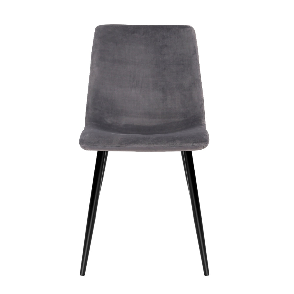 Artiss Dining Chairs Set of 4 Velvet Horizontal Slope Grey-2