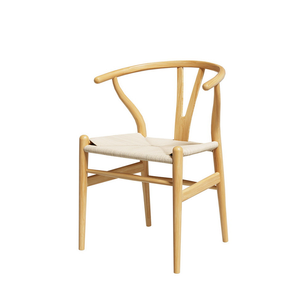 Artiss Dining Chair Wooden Rattan Seat Wishbone Back-0