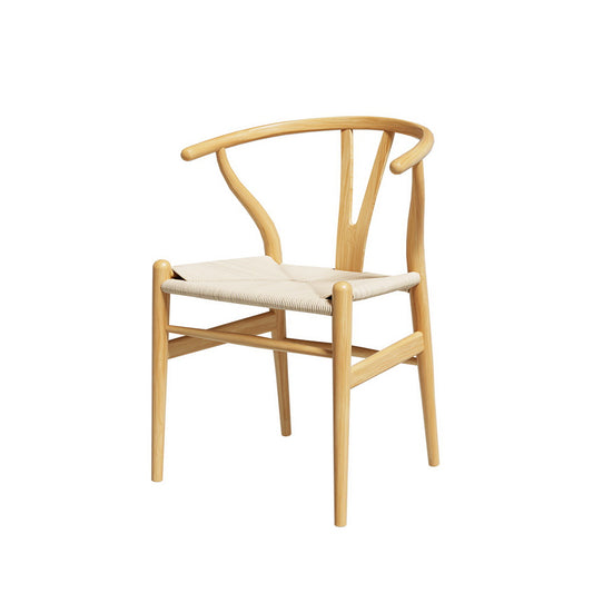 Artiss Dining Chair Wooden Rattan Seat Wishbone Back-0