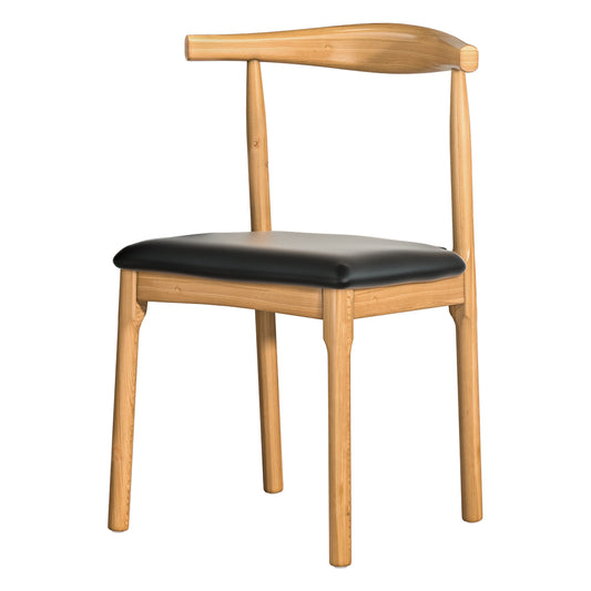 Artiss Dining Chair Rubber Wood Leather Seat Black-0