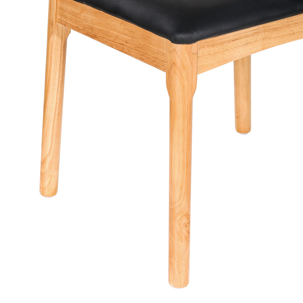 Artiss Dining Chair Rubber Wood Leather Seat Black-3