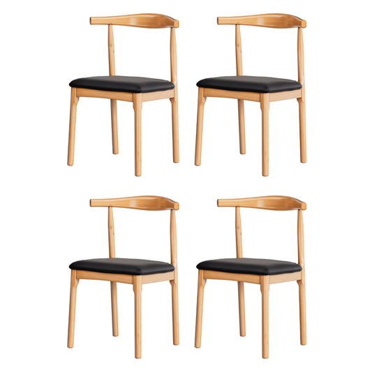 Artiss 4x Dining Chairs Rubber Wood Leather Seat Black-0