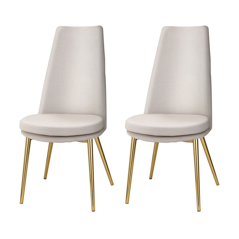 Artiss Dining Chairs Set of 2 Linen Fabric High Back Beige-0