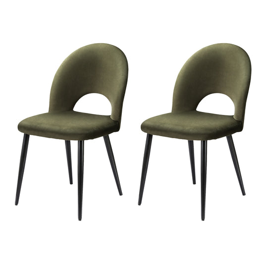 Artiss Dining Chairs Set of 2 Velvet Hollow Green-0