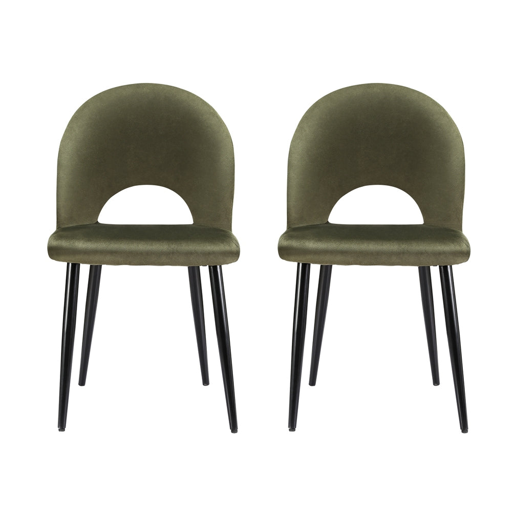 Artiss Dining Chairs Set of 2 Velvet Hollow Green-2