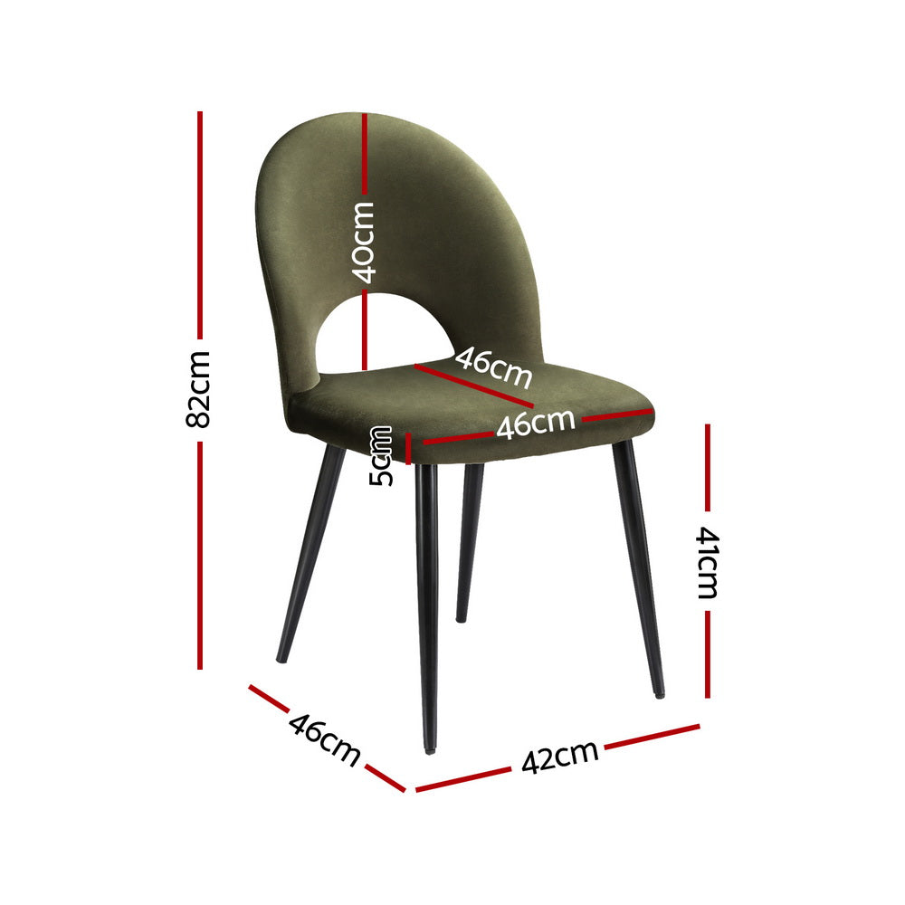 Artiss Dining Chairs Set of 4 Velvet Hollow Green-1