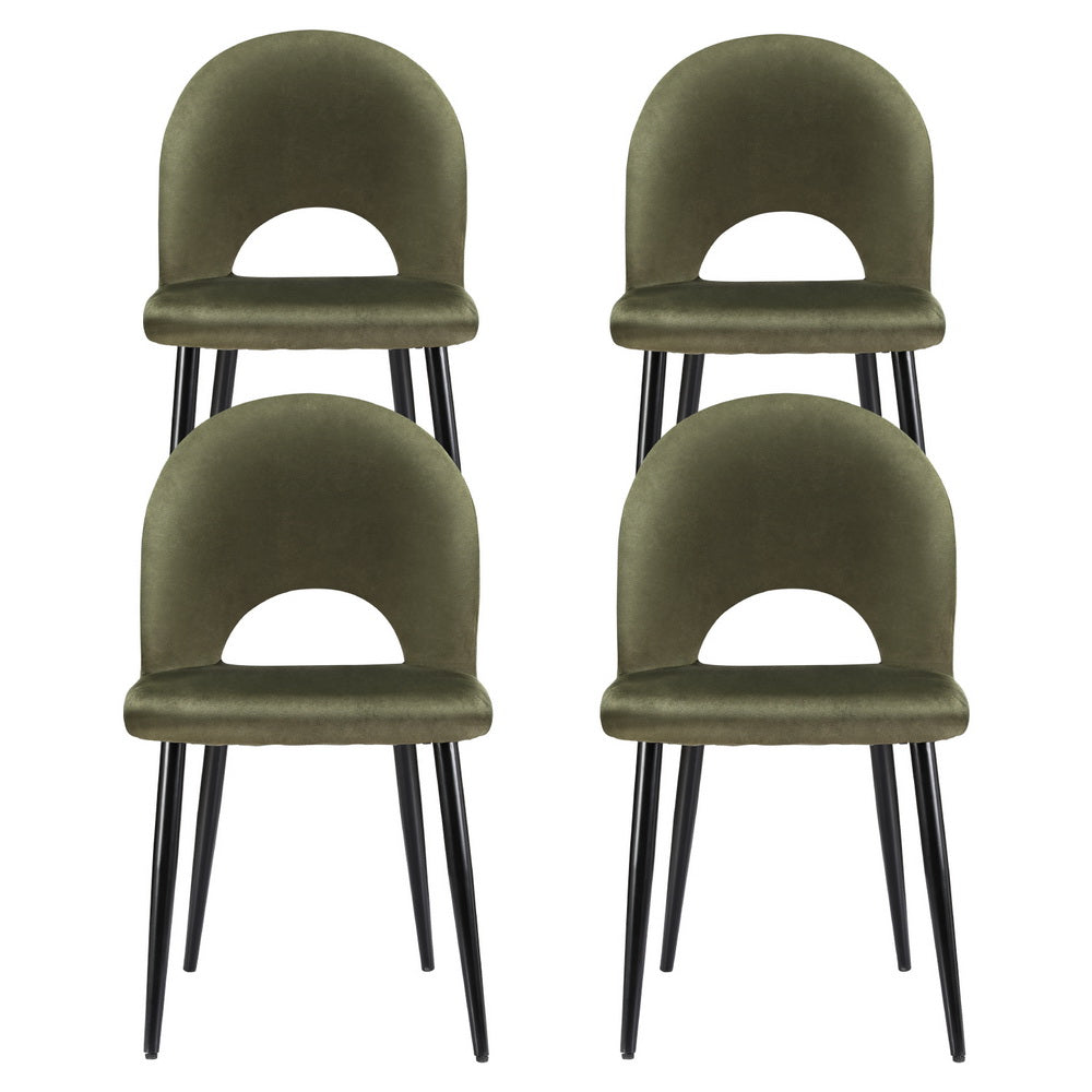 Artiss Dining Chairs Set of 4 Velvet Hollow Green-2