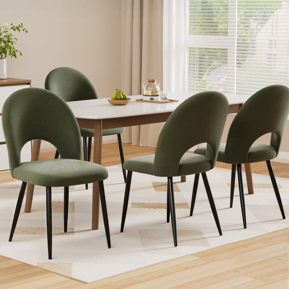 Artiss Dining Chairs Set of 4 Velvet Hollow Green-6